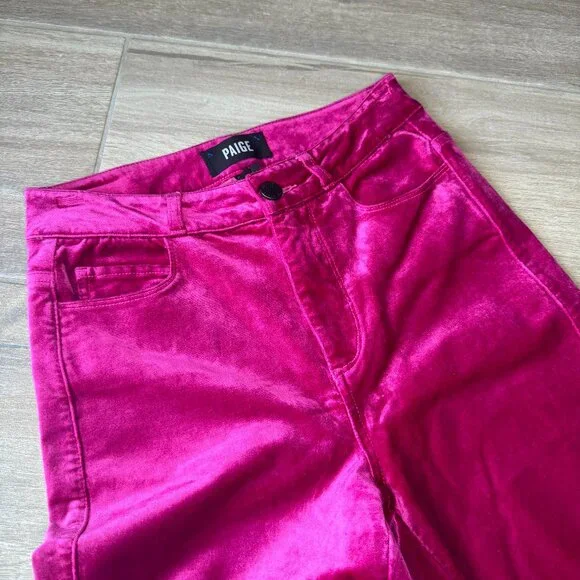PAIGE Margot Ankle High Rise Pink Velvet Skinny Jeans Size 26 - Picture 7 of 10